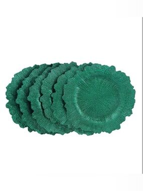 Set of 6 Green Reef Charger Plates 13” – Floral Table Decor